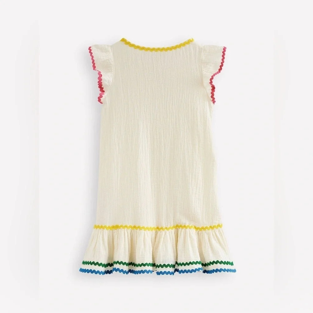 Mini Boden White Emmy Woven Beach
